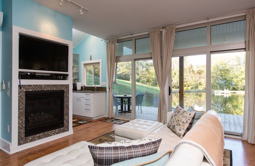 Front Royal Cabin | Fantasy Getaway Cottage on Private Pond with Waterfall, Rock Pool and Hot Tub