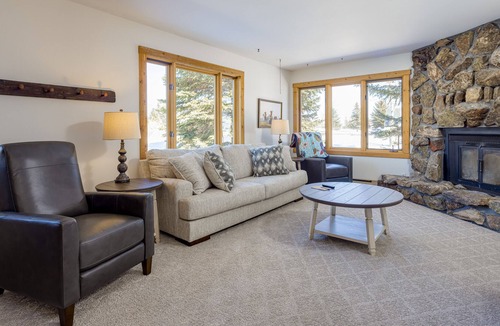 Jackson House | Inviting home with mountain view, fireplace, golf nearby, & washer/dryer