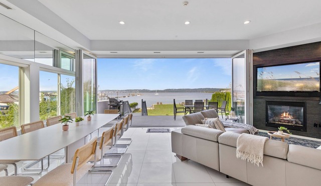 A spectacular contemporary home sits in downtown historic Piermont!