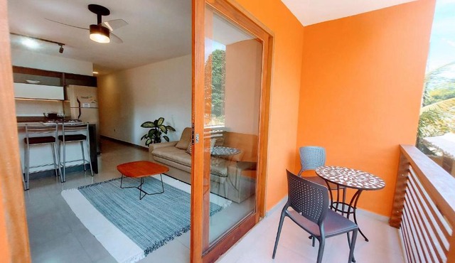 Algodão - Novo Flat com Piscina, 50mts da praia, churrasqueira privativa, ar con, wi-fi, netflix, garagem